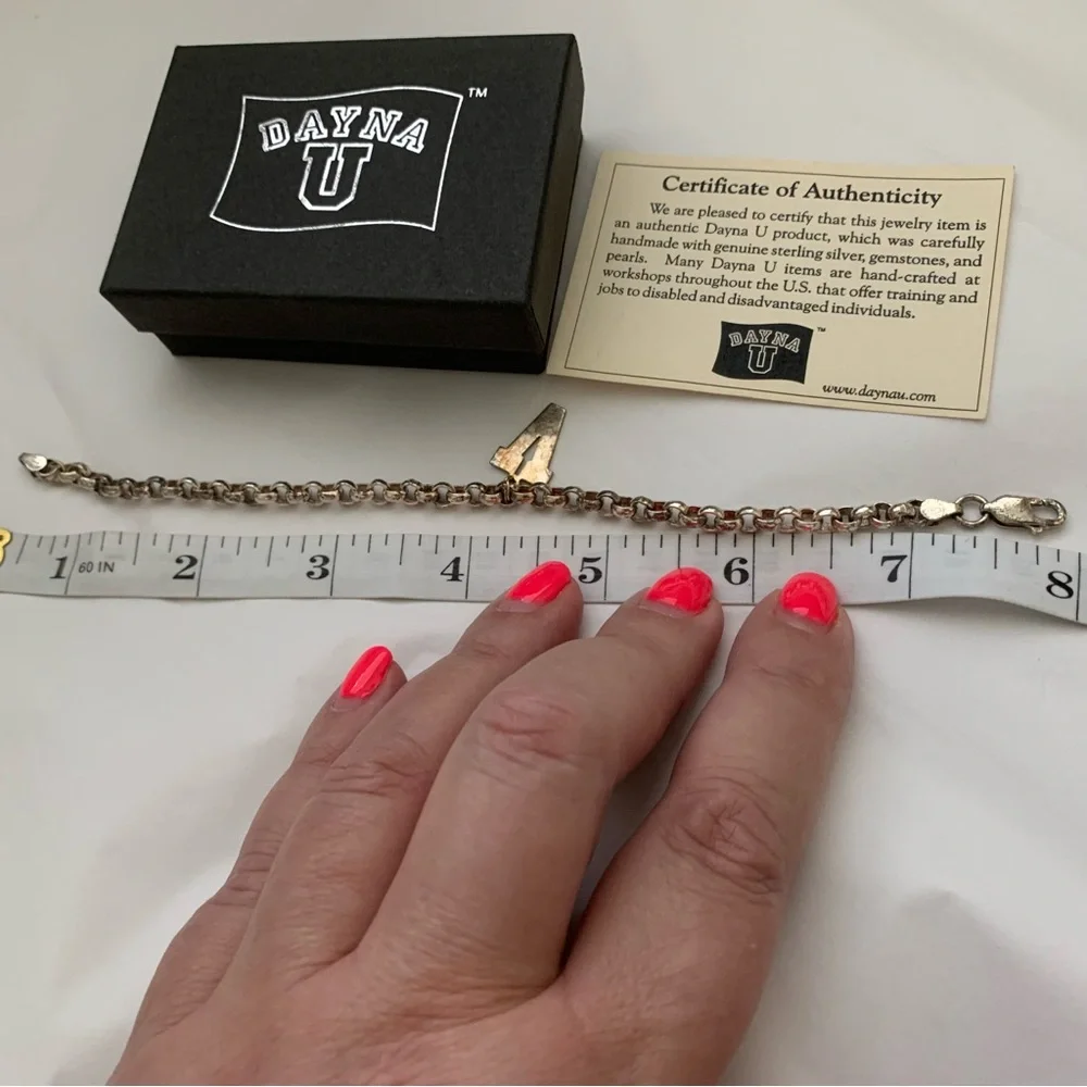 STERLING SILVER VINTAGE VANDERBILT UNIVERSITY CHARM BRACELET MADE IN ITALY NIB - Picture 9 of 12